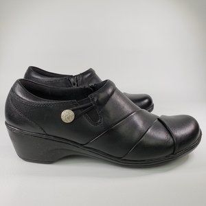 Clarks Genette Harper Black Cushion Zip Clogs 8.5